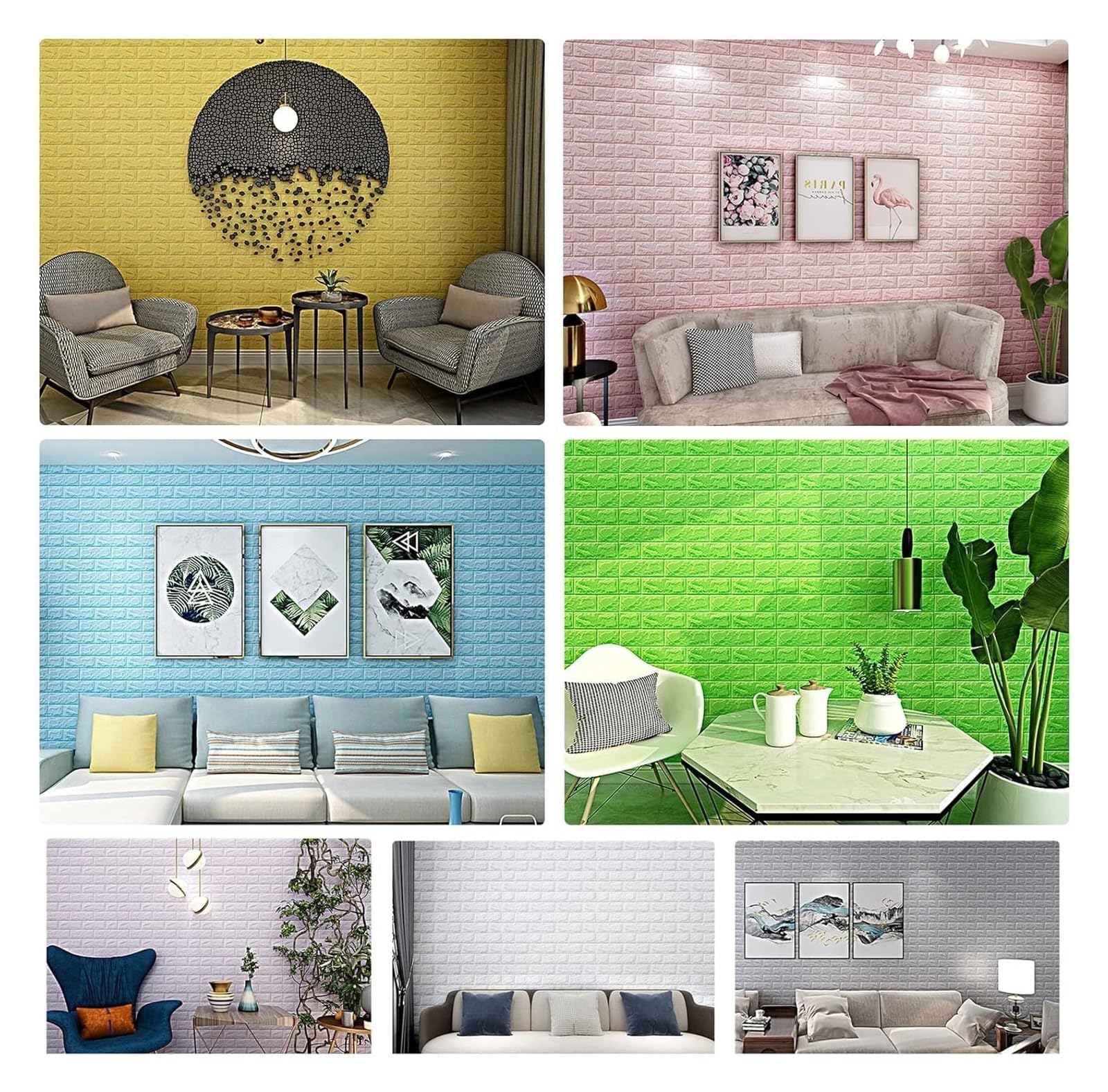 Panele ścienne， 35x38,5 cm Samoprzylepne Panele Ścienne Wodoodporne 3D Pokrycie Odklej i Przyklej do Ściany TV, Łazienki, Kuchni(Blanco,10pcs)
