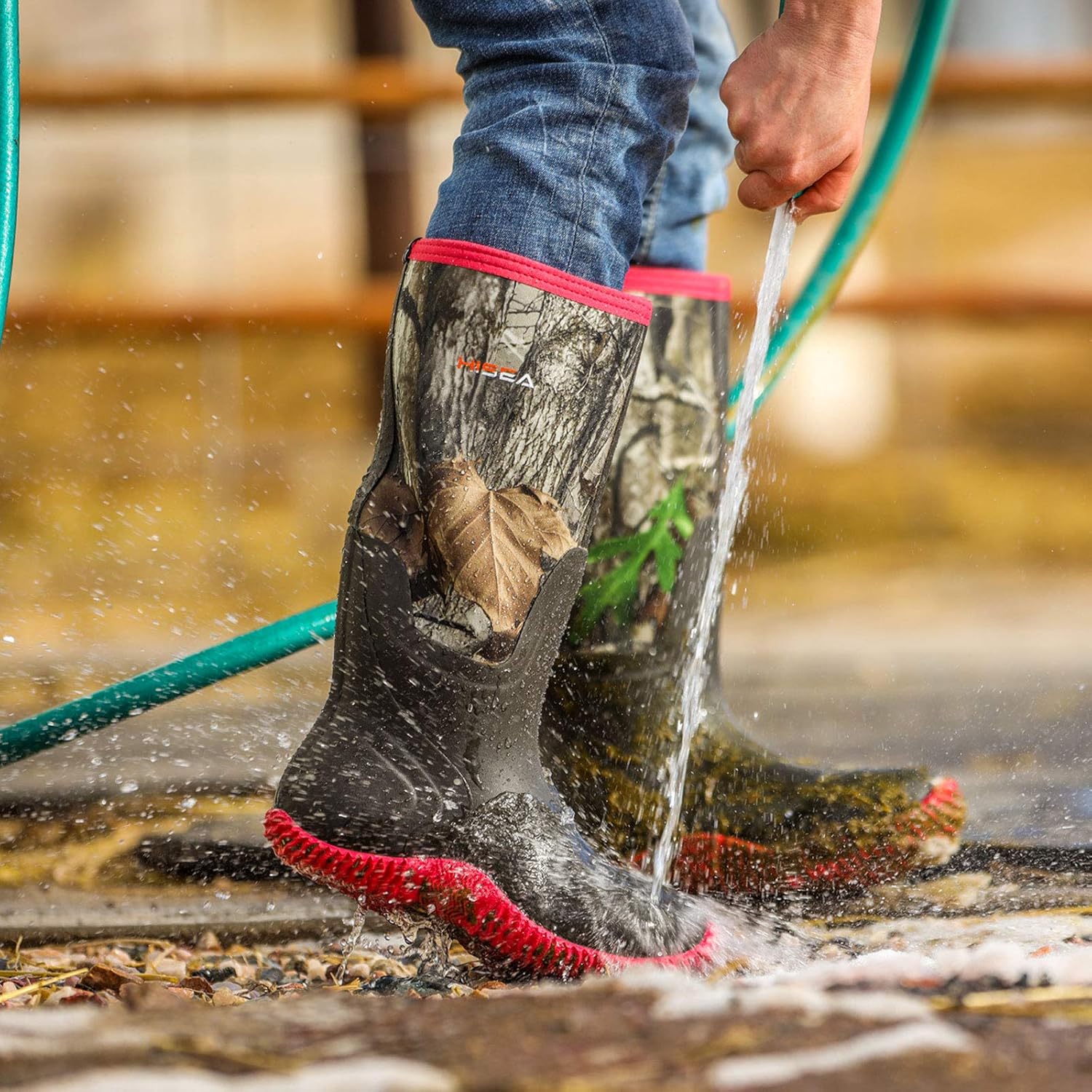  | HISEA Women's Rubber Rain Boots Waterproof Insulated Garden Shoes Outdoor Hunting Working Riding Neoprene Boots | Mid-Calf