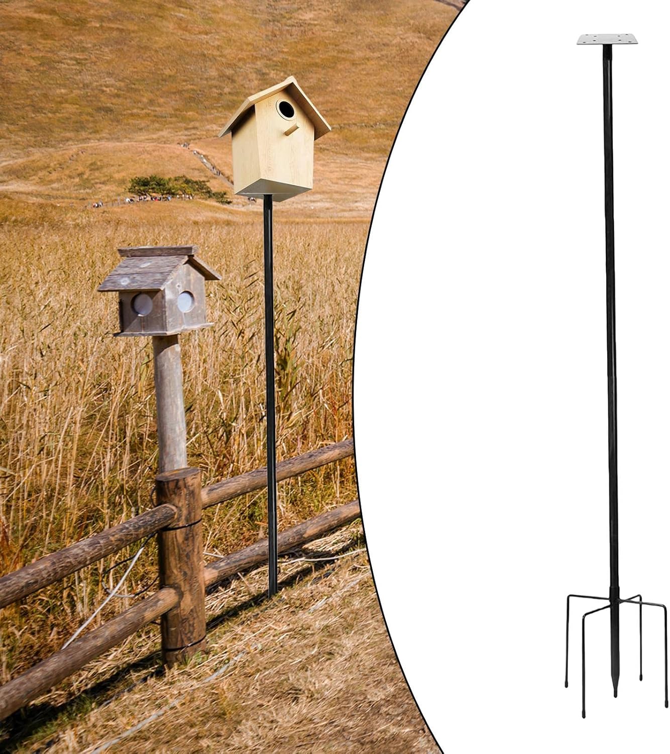 Birdhouse Mount Pole Kit Standing Feeding Station Stand for Garden Outside