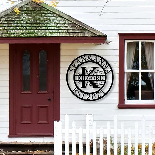 Miniatura 2 de Letrero de metal personalizado  Letrero de nombre personalizado  Arte de pared de metal  Decoración de pared con monograma de letra dividida