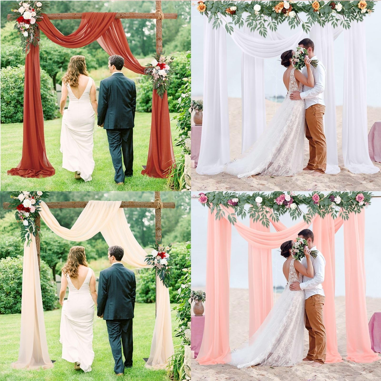 Drapierungsstoff For Hochzeitsbögen, 3 Paneele, 6 M, Chiffonstoff, Hochzeitsvorhänge, DIY-Dekoration, Transparentes Hintergrundvorhang-Set For Dekorationen For Hochzeitszeremonien, Partys Und Empfänge