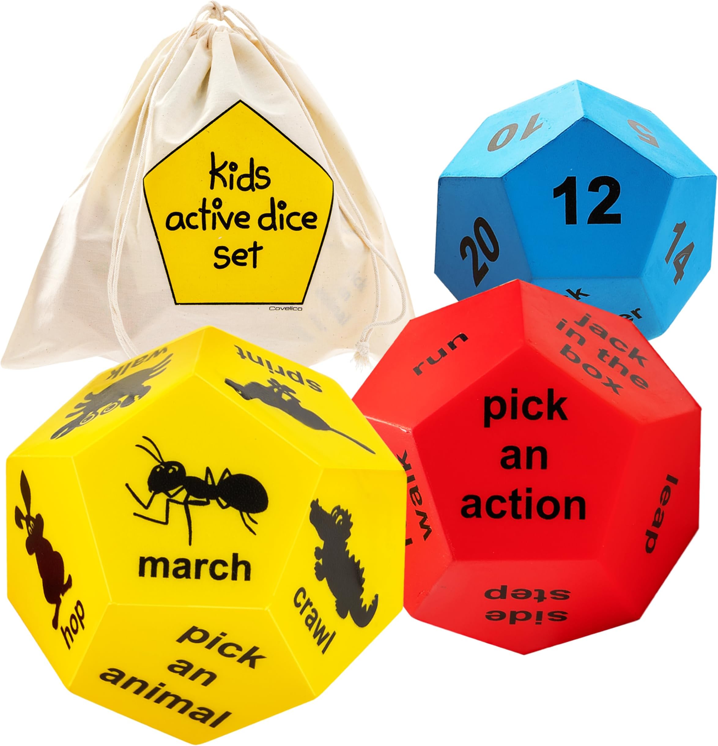 Exercise Dice for Kids - PE Equipment for Elementary School, Indoor Recess Games & Outdoor Kid Exercise Equipment - Fitness Dice Games, Gross Motor Toys for Playground Equipment for Schools