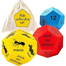 Exercise Dice for Kids - PE Equipment for Elementary School, Indoor Recess Games &amp; Outdoor Kid Exercise Equipment - Fitness Dice Games, Gross Motor Toys for Playground Equipment for Schools
