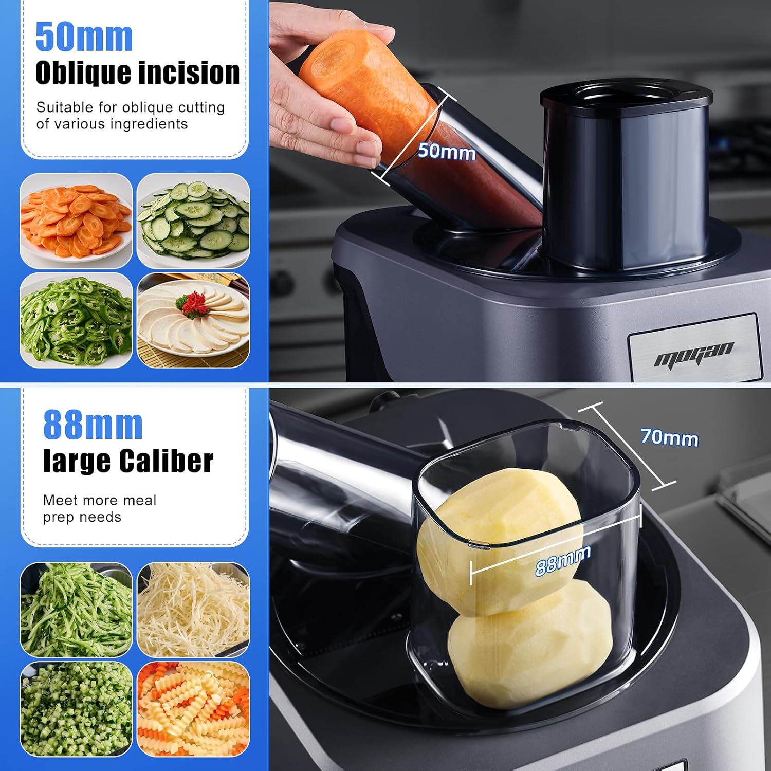 MOGAN 4 in 1 Electric Vegetable Cutter, Commercial Vegetable Dicer Slicer