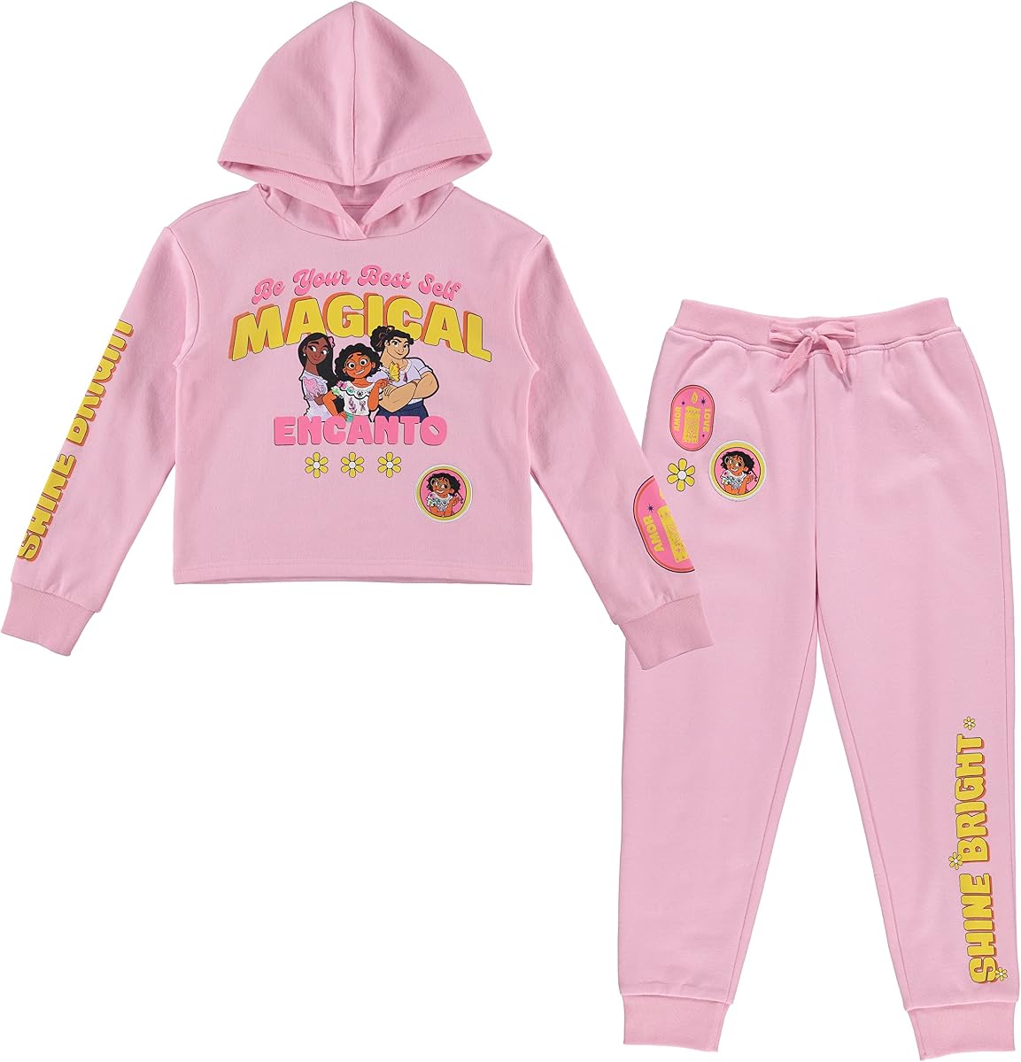 Disney ENCANTO - Conjunto de ropa con capucha y jogging para niñas, Mirabel, Isabela y la magia de la familia, juego de 2 piezas, tallas 4-16