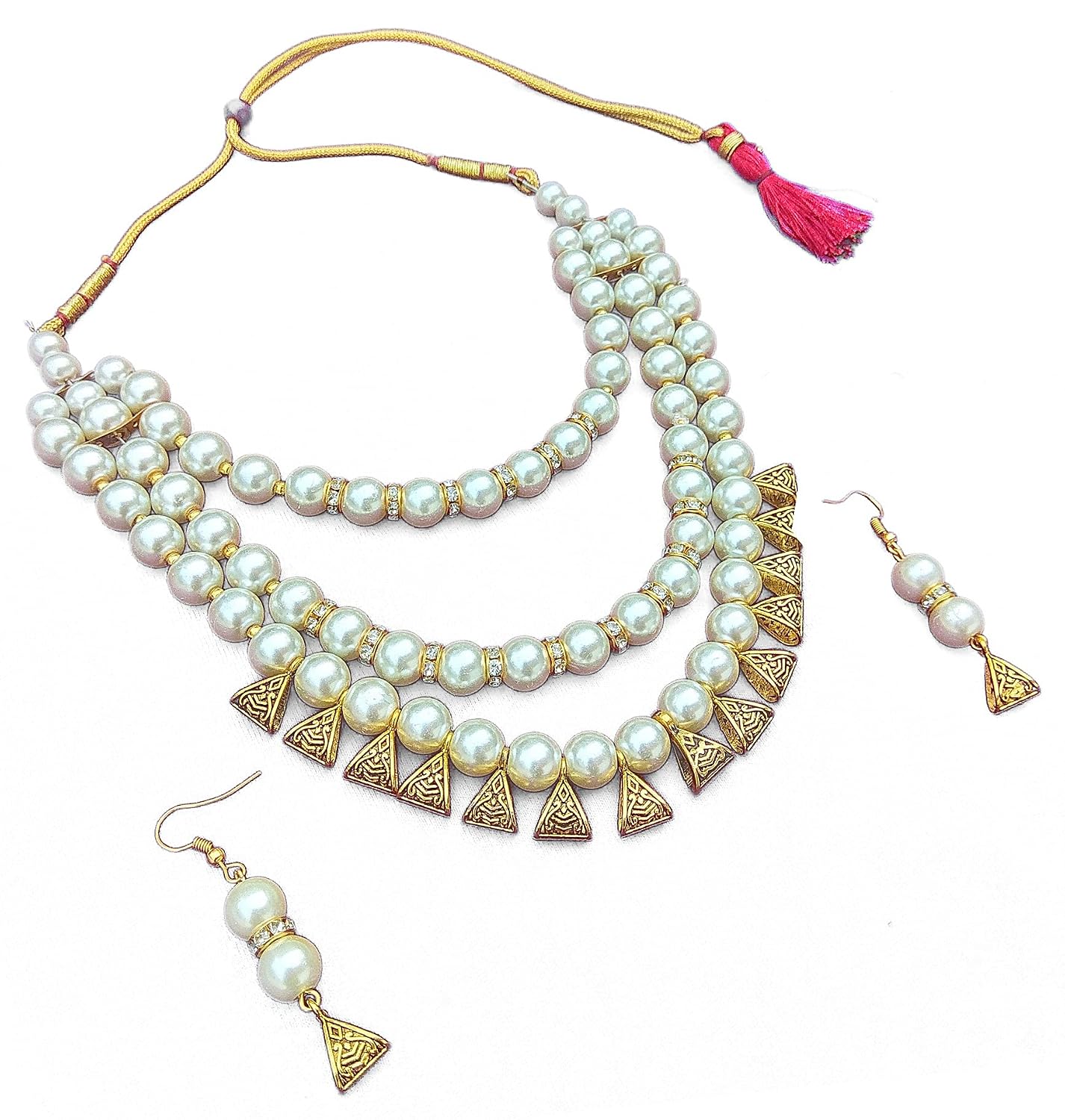 Pearls Moti Mala Haar Gold Plated 