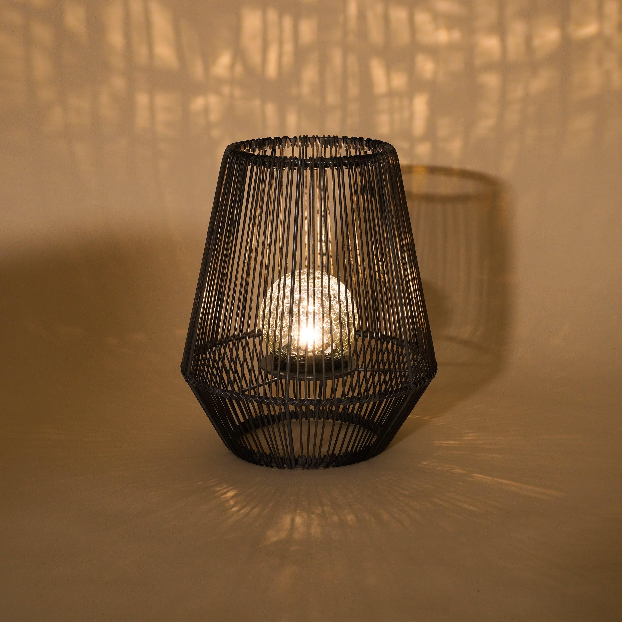 Esotec Solar Windlicht Garten Rattanoptik Bruchglaskugel Ilona 102207
