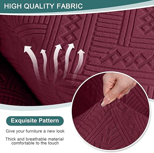 Miniatura 9 de Ruaozz Fundas elásticas para sofá biplaza reclinable con consola, fundas para sofá reclinable de 4 piezas con bolsillos, fundas de sofá reclinable