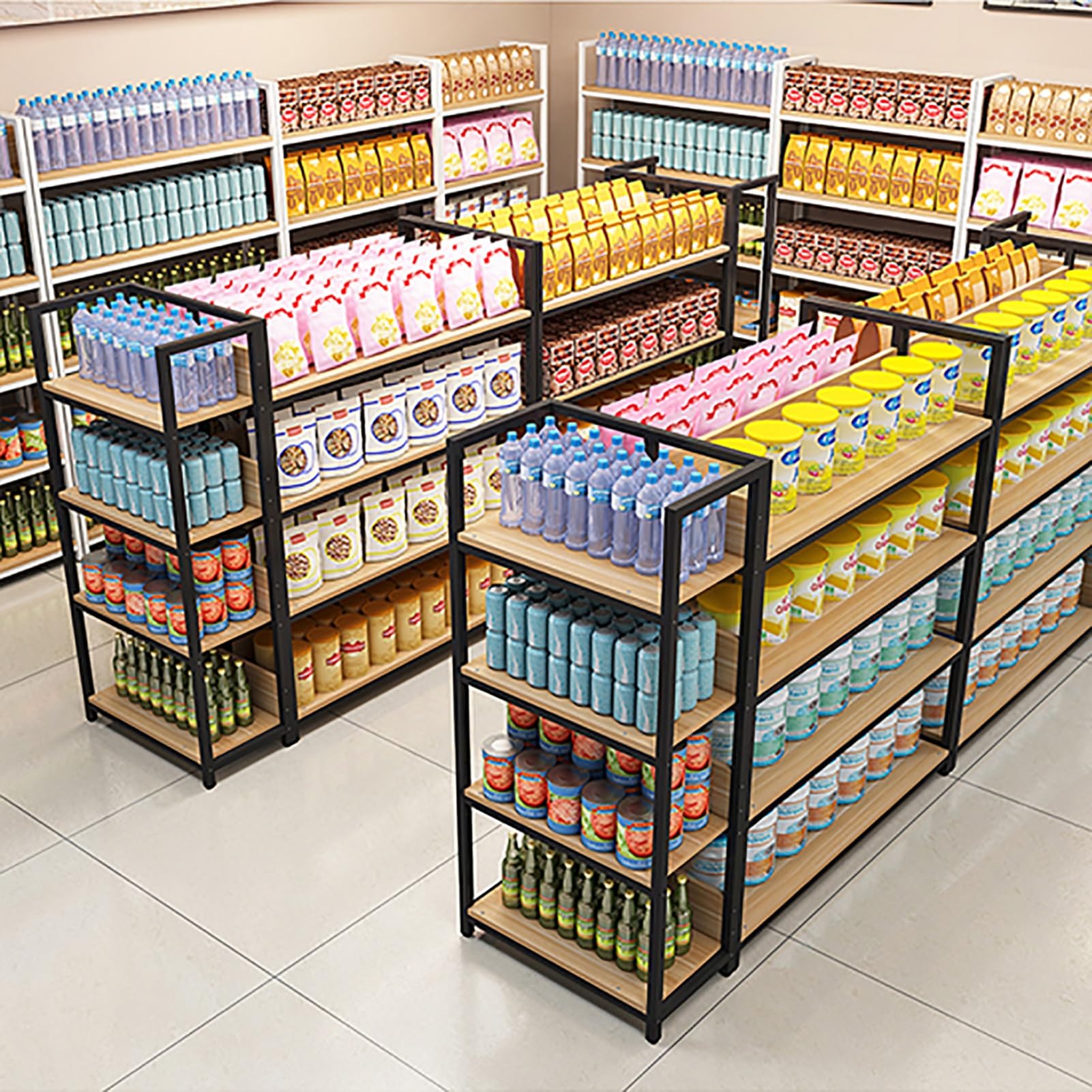 4-stöckiges Süßwaren-Verkaufsregal, Robustes Verkaufsregal für Süßigkeiten, Gemüse und Snacks, Industrieregal für den Einzelhandel, 60 x 30 x 130 cm,60x30x130cm