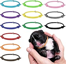 tonyg-p Pack of 12 Puppy ID Collars, Puppy Collars, Adjustable Soft Puppy Collars for Newborns, Puppies, Identification, Handmade (S, 12-20 cm)