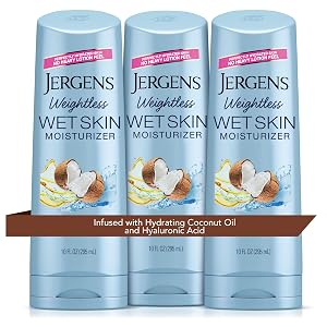 Jergens Wet Skin Body Moisturizer with Coconut Oil In Shower Lotion for Dry Skin Fast-Absorbing Non-Sticky Dermatologist Tested