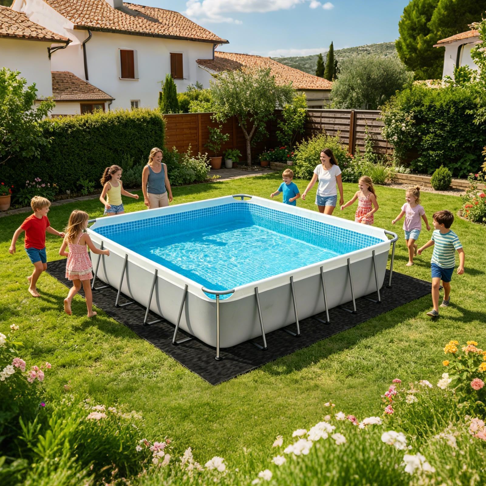 Tappetino da piscina con rivestimento rettangolare spesso e robusto