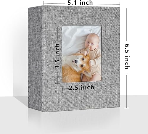 Miniatura 34 de Vienrose Álbum de fotos pequeño de 4 x 6 pulgadas, paquete de 2 mini libros de fotos con cubierta de lino, 26 páginas con capacidad para 52 Negro