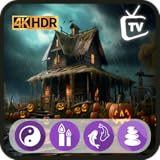 ヴィンテージハロウィーンの雰囲気 - ライブ天気予報付きの不気味なレトロなシーン