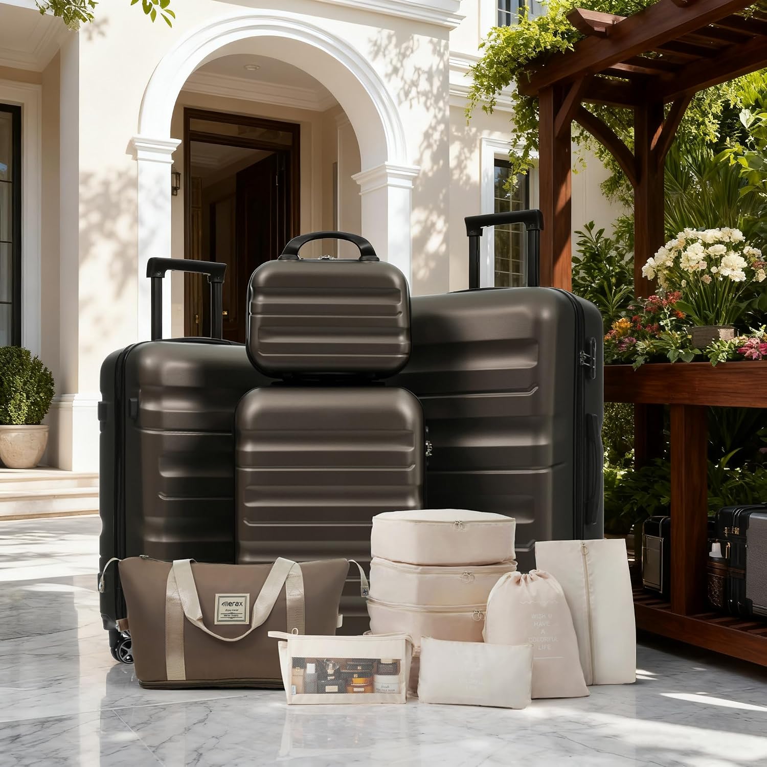 Merax Luggage Set 13 Piece, Hardshell ABS Suitcases with 8 Silent Spinner Wheels, Durable and Lightweight Travel Luggage for Family Trips