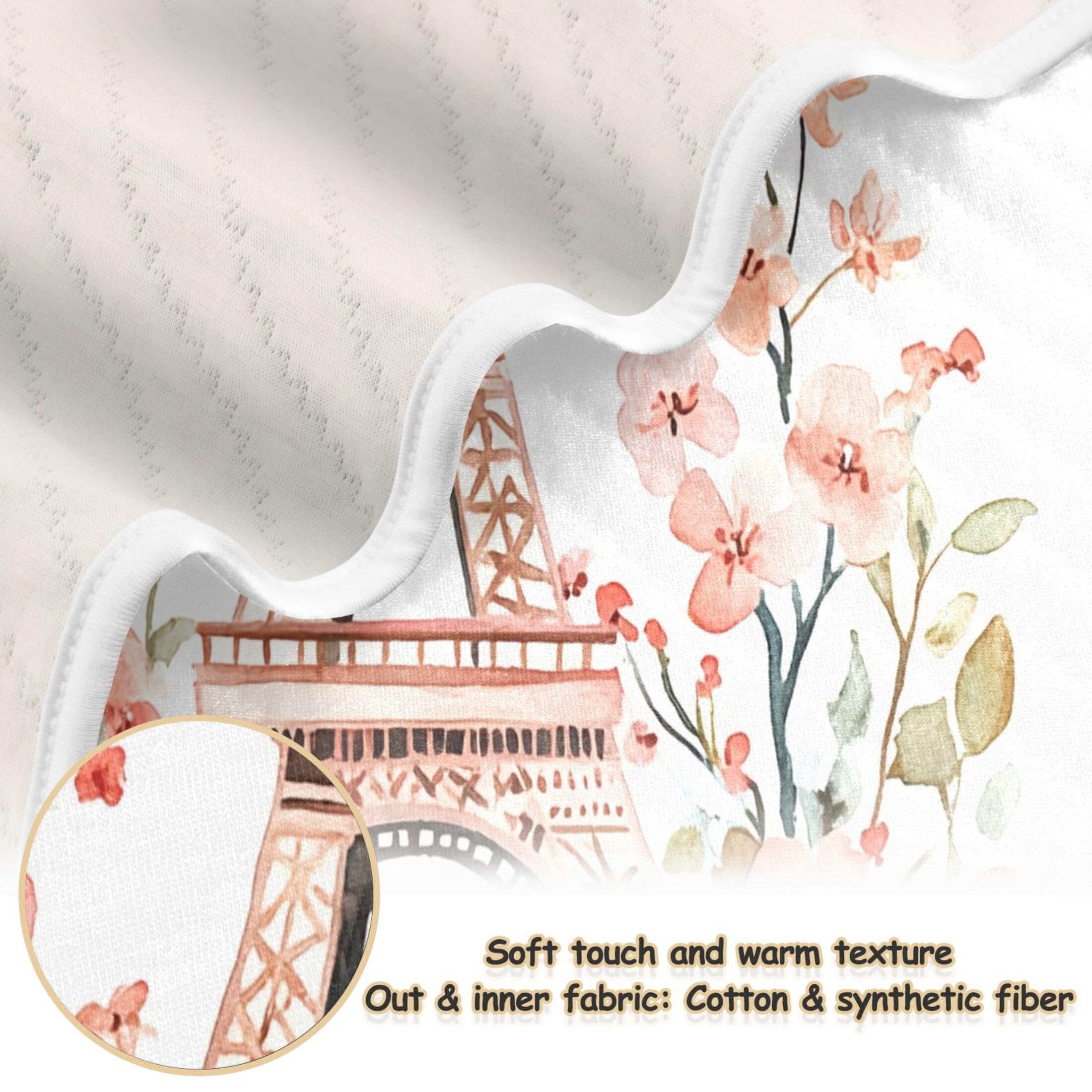 Burbuja Paris Cityscape Eiffel Tower Baby Blanket for Boys Girls, Nursery Soft Warm Swaddling Receiving Baby Blankets, 30x40 in Toddler Blanket