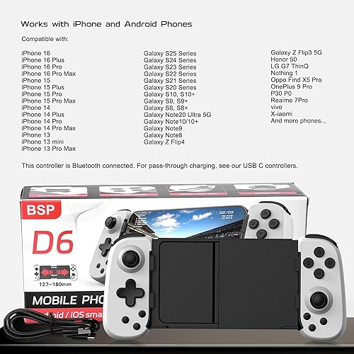 Miniatura 70 de Wireless Phone Controller for iPhone/Android, Mobile Game Controller with Hall Joystick Suitable for Xbox Cloud Gaming, PS Remote Play, Steam Link