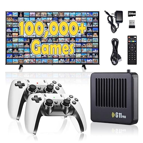 All8bit G11 Pro Game Box, Classic Video Games with HDMI, with 60 Emulators and 100000+ Games - Plug & Play TV Retro Gaming Console with Upgrade Dual 2.4G Wireless Controllers