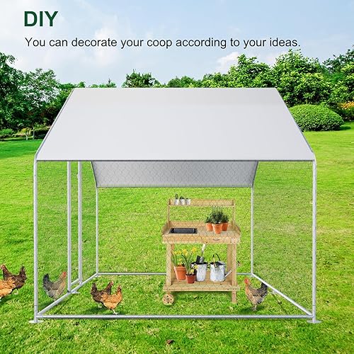 Miniatura 6 de Gallineros grandes de metal para gallineros de 106 gallineros, jaula de aves de corral para patio con cubierta impermeable y anti-UV bolígrafos de