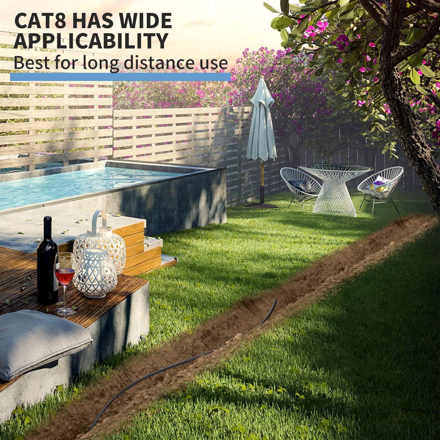 YixHG CAT 8 Ethernet Cable 100 ft, Internet Network Cord, 40Gbps 2000Mhz LAN Wires, High Speed SSTP LAN Cables with Gold Plated RJ45 Connector for Router, Modem, Gaming, Xbox (100 ft)