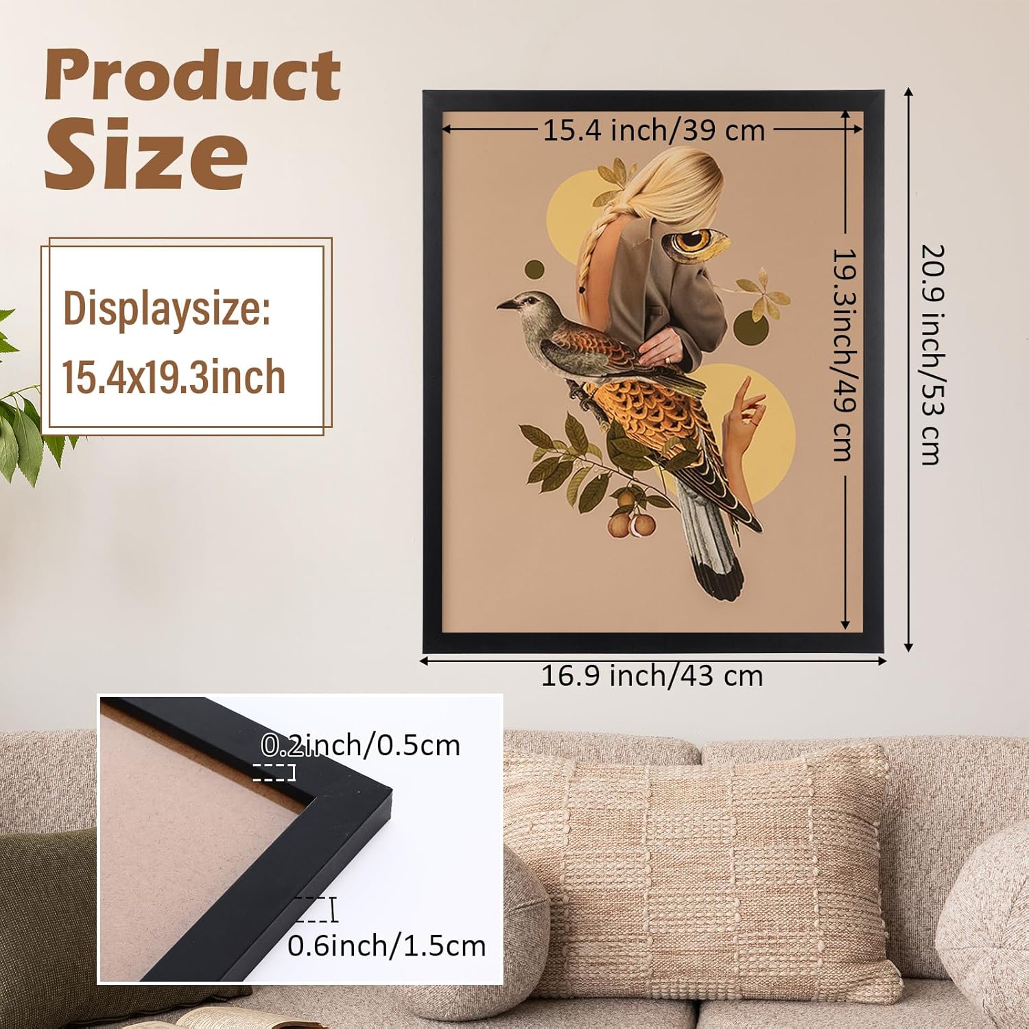 Novabright 6 Pack 16x20 Picture Frame White Wood Frames with Polished Plexiglass and Hanging Hardware, 0.8" Wide 0.2" Depth Border Acrylic Shadow Box for Poster Wall Display Photo Art Prints