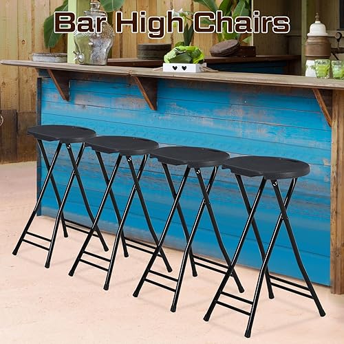 Miniatura 6 de 2 sillas plegables de 24 pulgadas de alto, taburete portátil de plástico, taburetes de bar plegables resistentes con asa para adultos, cocina,