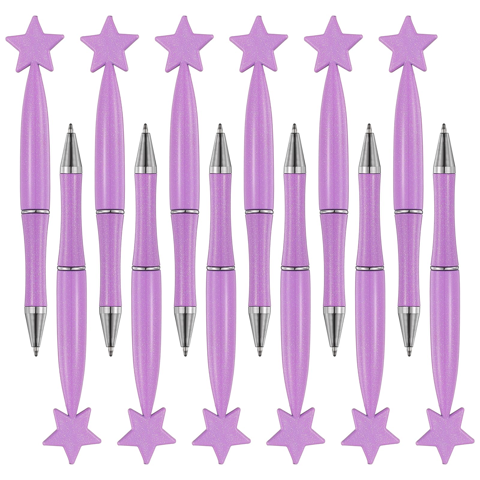 PATIKIL 12 Pcs Star Ballpoint Pens, 1.0mm Tip Cute Twist Writing Pens Black Ink for Home Office Writing Supplies Valentine's Christmas Wedding Party Gifts, Pearlescent Purple