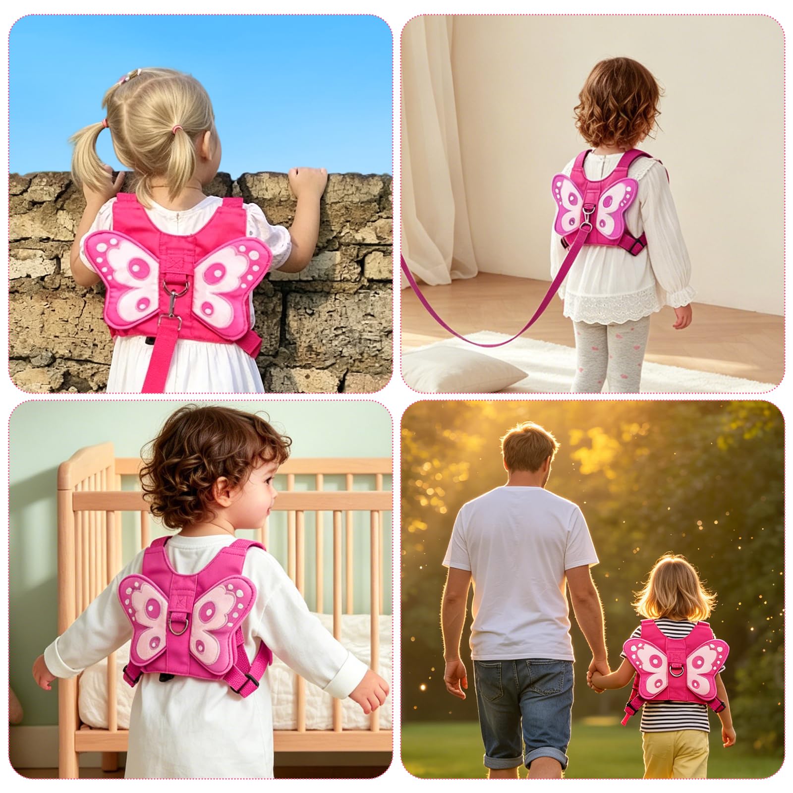 Bebé Anti-Lost Mochila, Mariposa Baby Kids Anti-perdido Mochila con Mini de Arnés Reins Niño Pequeño con Correa de Seguridad