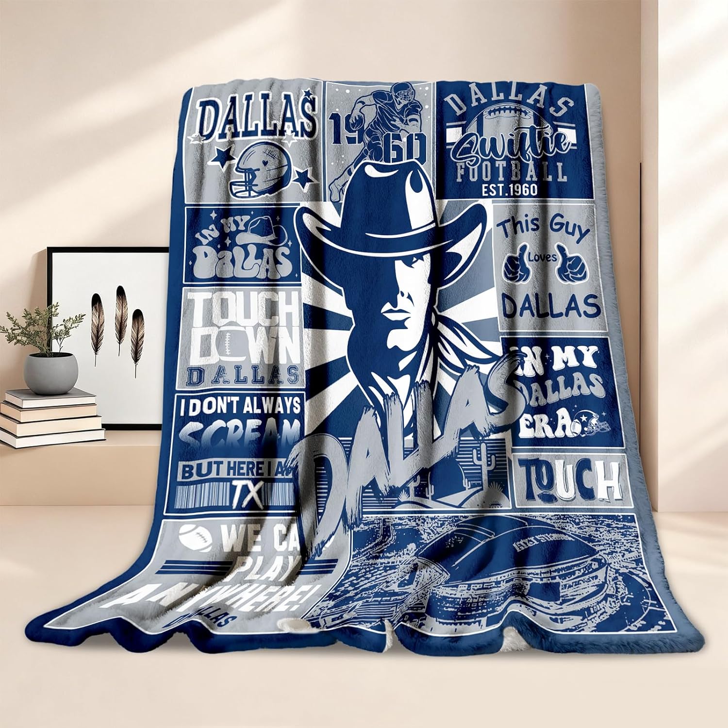 Football Throw Blanket 50"X 60" for Fans Gifts City Football Blanket Flannel Throw Blanket for Men Women Youth Kids Red Sofa Bed Couch Living Room