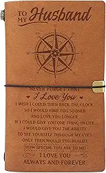 Presente de aniversário de marido, presente de marido da esposa para meu marido diário de couro, aniversário, aniversário, presente de Ação de Graças e Natal para ele, diário de couro preenchível com 140 páginas