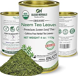 Gilead Herbals Organic Neem Leaves - Tea Cut Leaves ~ 75 Tea cups Appx. (4 Oz Pack), Green
