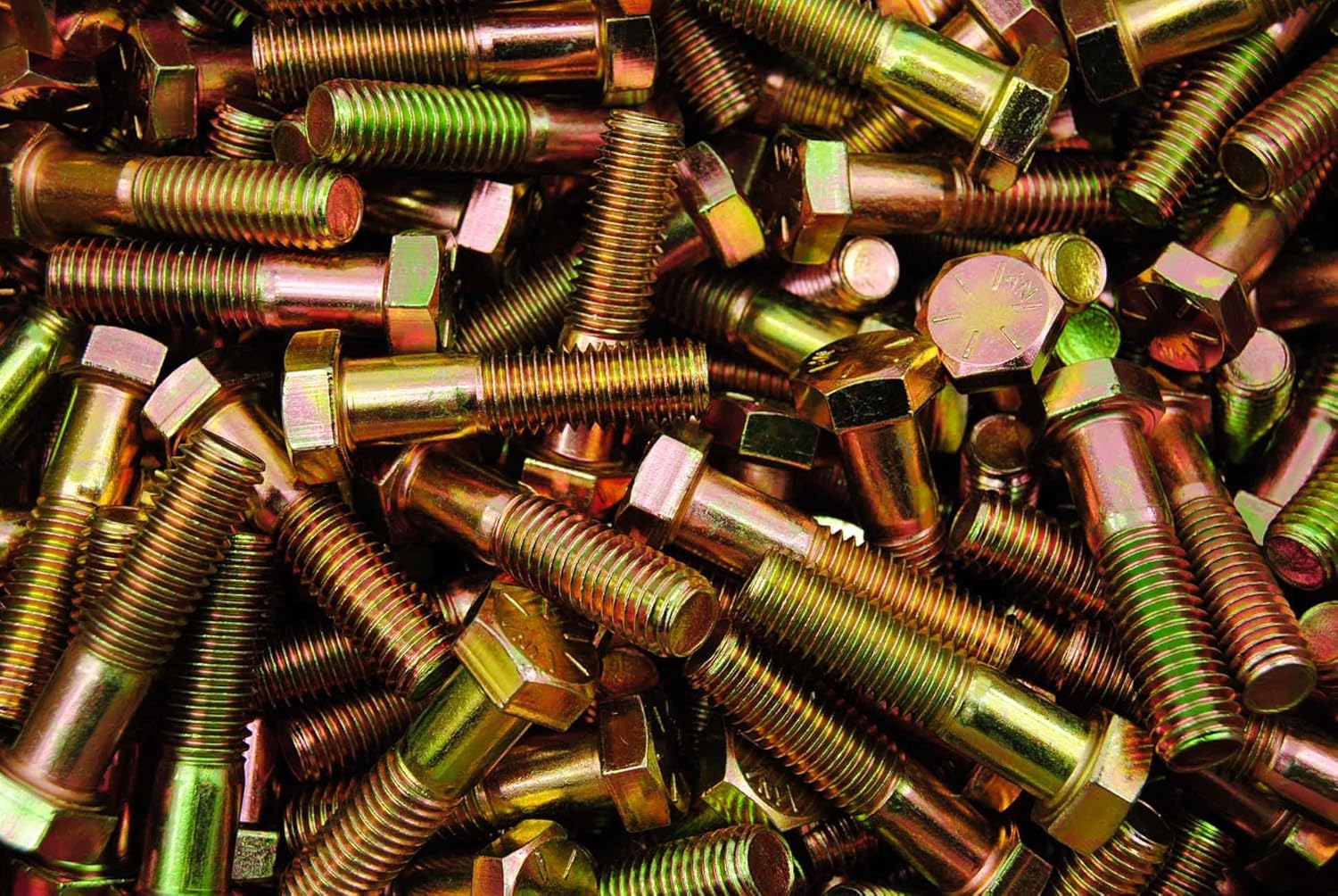 (50) Hex Head 1/2-13 x 2 Grade 8 Bolts Yellow Zinc Cap Screws