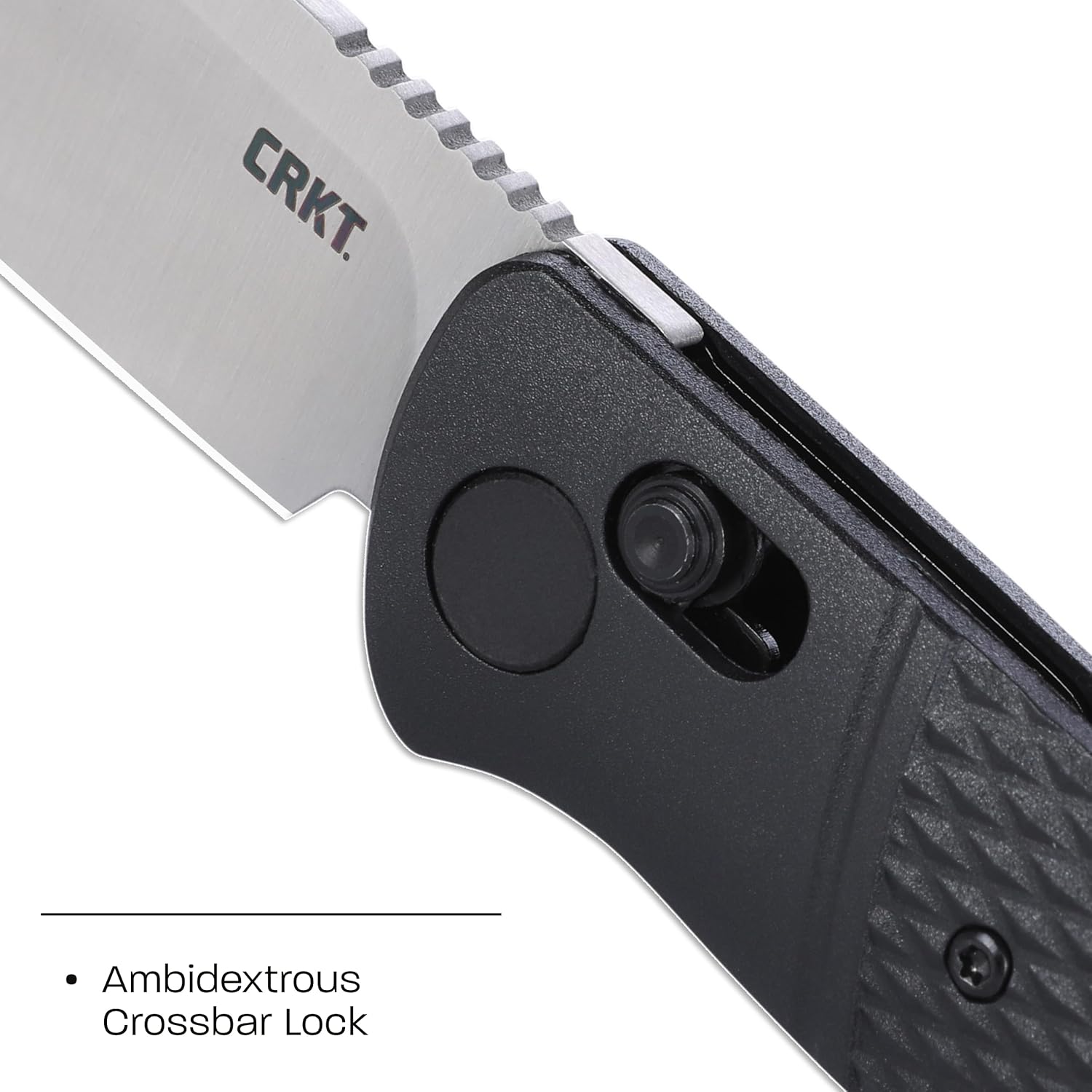 CRKT Counterpart Everyday Carry Folding Knife with Crossbar Lock: 12C27 Steel Plain Edge Blade, Black Glass-Reinforced Nylon Handle, K430KXP