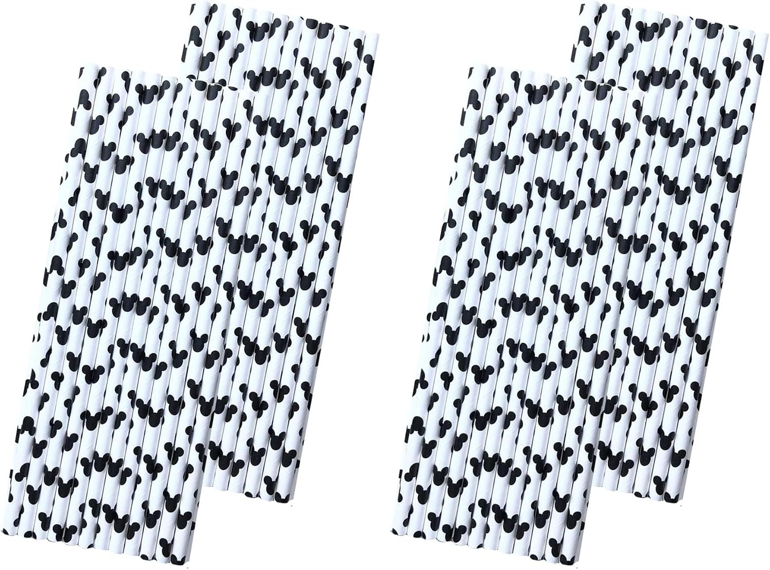 Mickey Mouse Ear Inspired Paper Straws - Black White - 50 Pack - Outside The Box Papers Brand