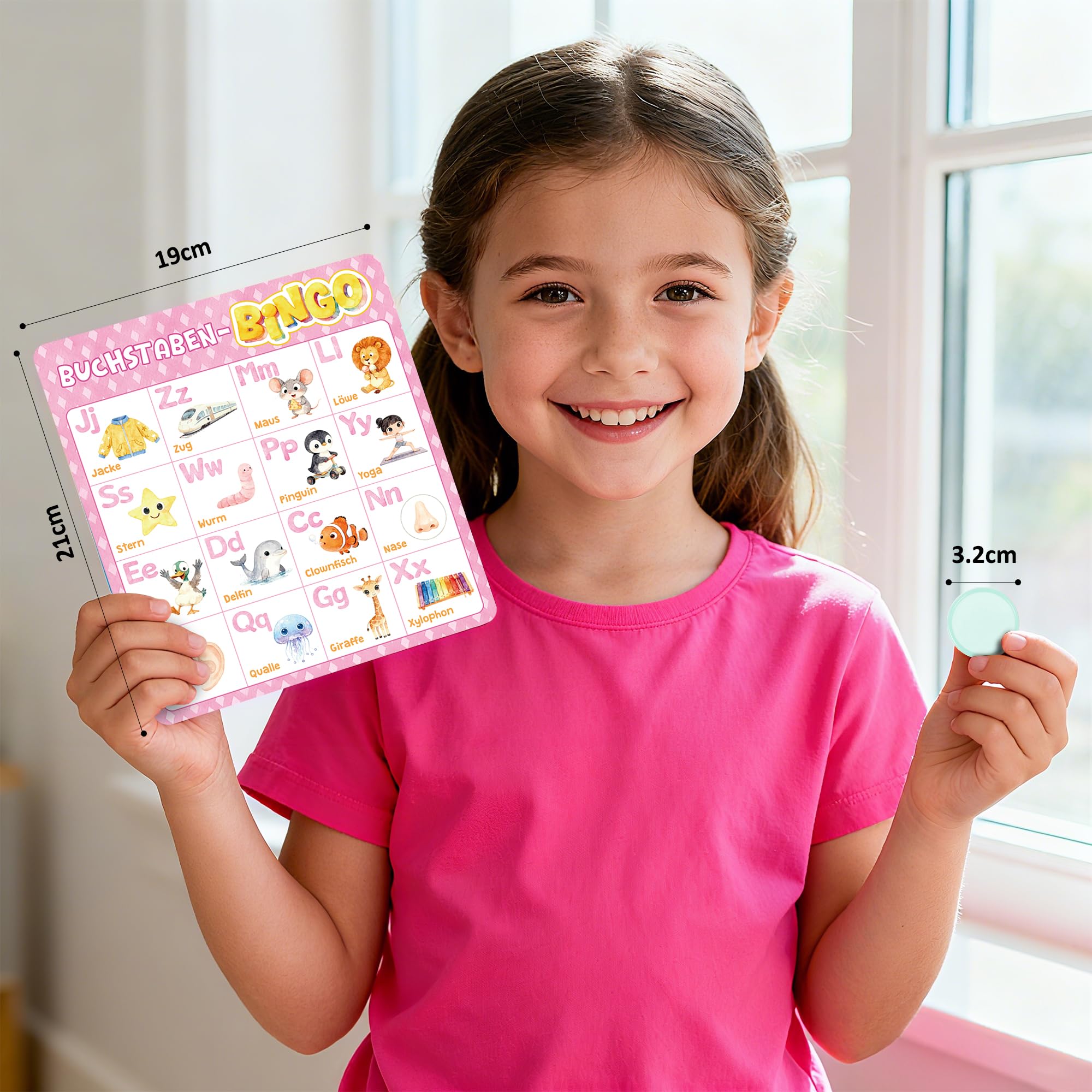 BIROYAL ABC Bingo Spiel Kinder ab 4 5 6 Jahre - Buchstaben Lernspiel für Schulanfänger - Lernspiel 1. Klasse - Gesellschaftsspiel Kinder - Einschulung Geschenk - Lernspielzeug