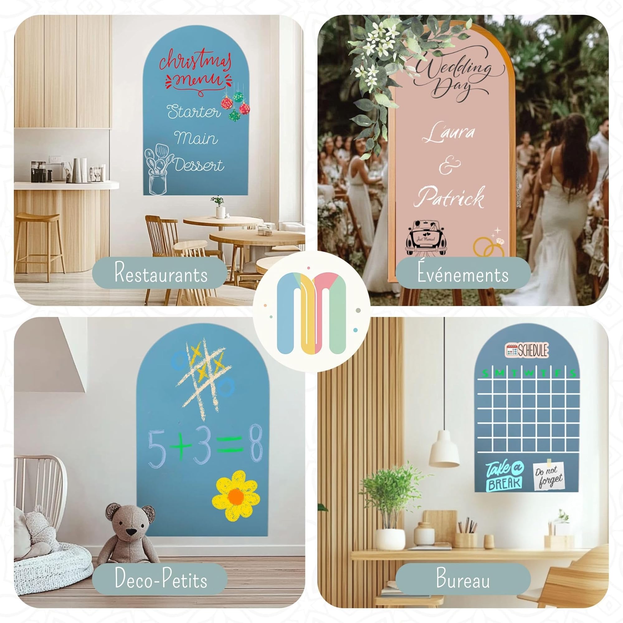 Tableau Magnétique Enfant - Tableau Magnétique Mural en Forme d’Arche -Tableau Aimanté Montessori - Idéal pour Cadeaux Filles et Garçons - Tableau Enfant Mur (Aquamarine 120 x 60 cm)