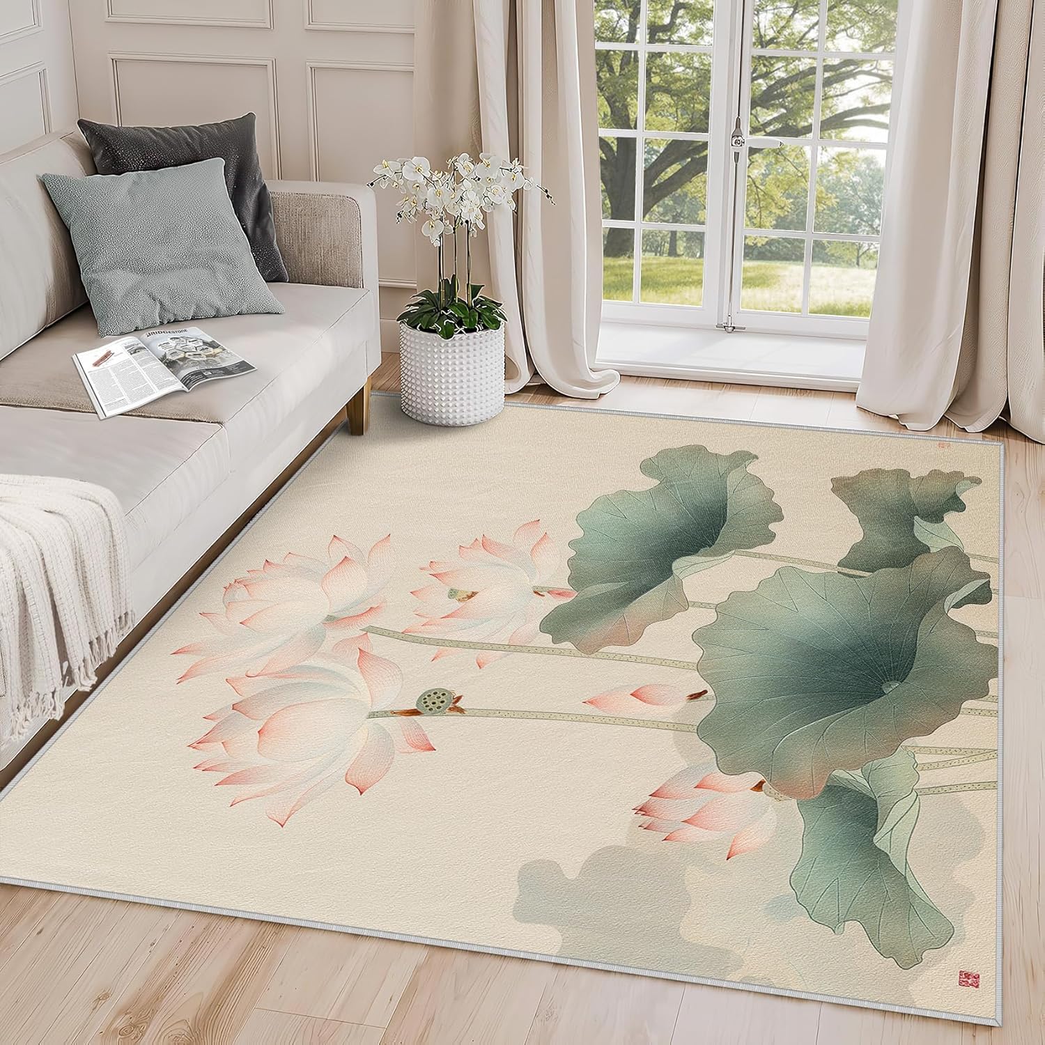 Yoozitrees Lotus Flower Rug 8x10 Lotus Flower Rug, 6x9