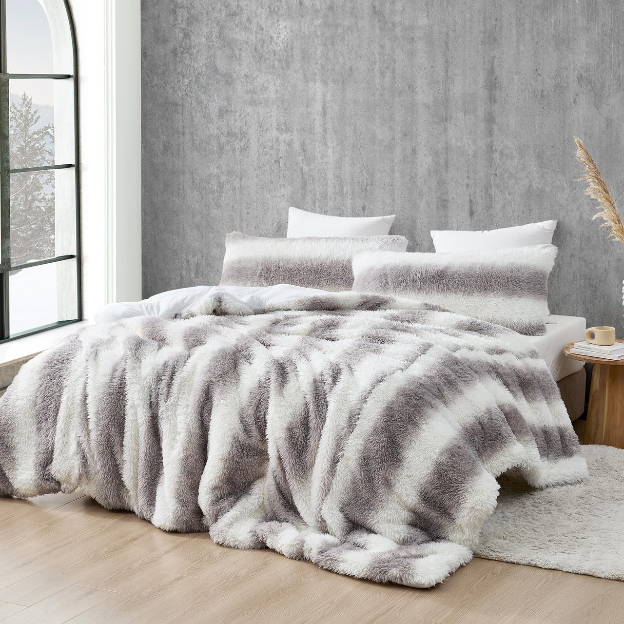 Byourbed Striped Chunky Bunny Bare - Coma Inducer® Oversized Queen Comforter - Gray and White