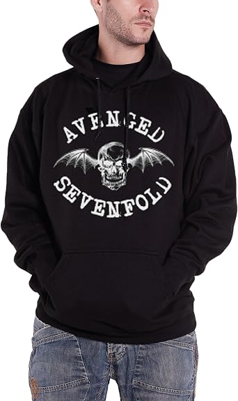 Avenged Sevenfold Mens Logo Long Sleeve Hoodie, Black, X-large