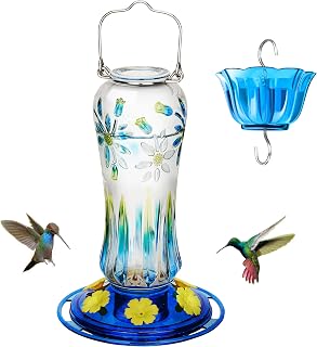 Kingsyard Glass Hummingbird Feeders for Outdoors Hanging