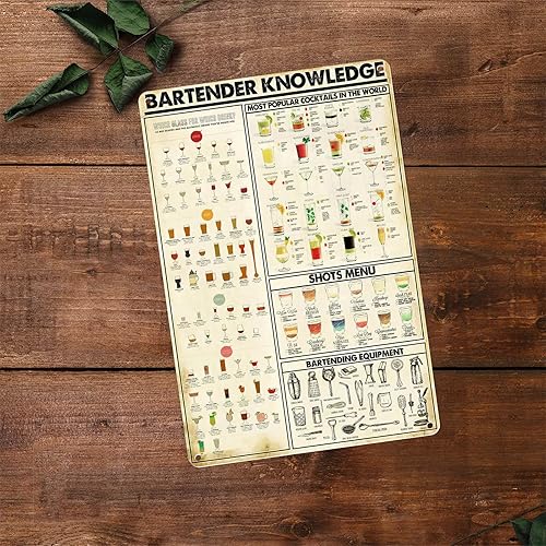 Miniatura 9 de Letreros metálicos de Bartender Knowledge, póster retro para decoración de pared para amantes del cóctel, carteles de lata para el hogar, bar,