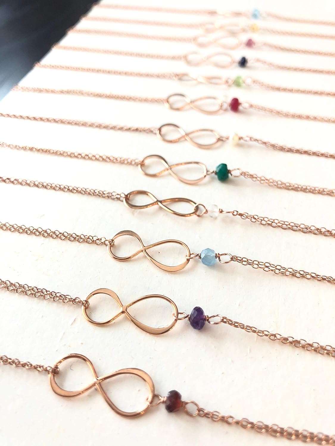 Birthstone Infinity Charm Bracelet - Gemstone - Handmade Jewelry, Gift for Her
