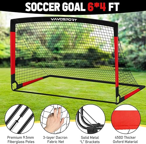 Miniatura 3 de Juego de porterías de fútbol para niños para patio trasero, 2 redes portátiles de 4 x 3 / 6 x 4 pies, mini equipo de entrenamiento de fútbol