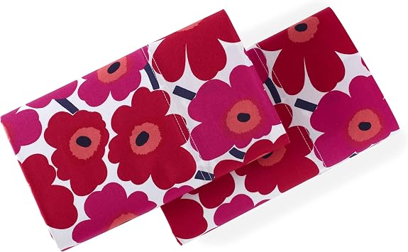 Marimekko - Pillowcase Set, Cotton Percale Bedding, Smooth & Cool Home Decor Mini Unikko Red, Standard