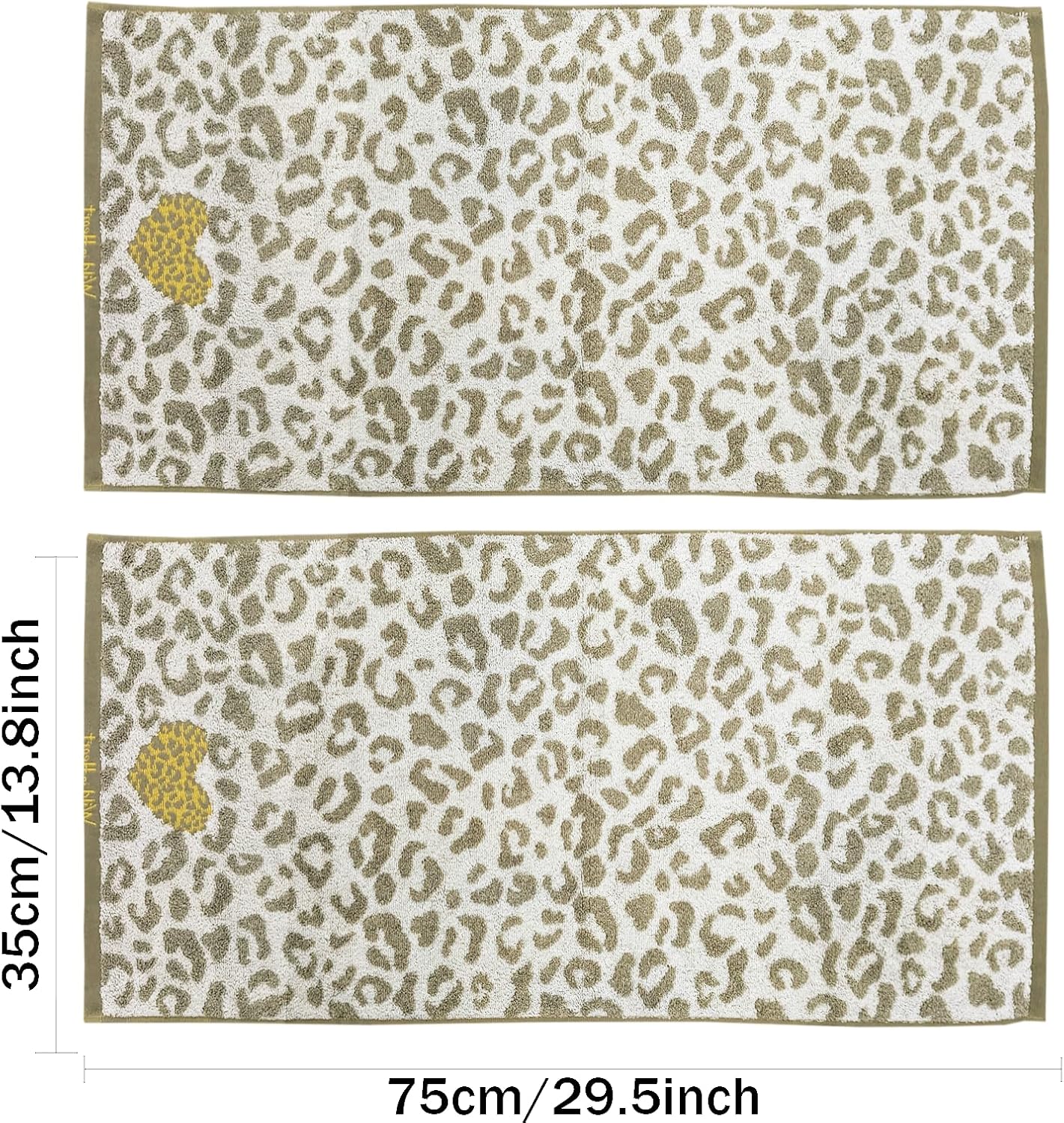 Leopard Print Hand Towels Set of 2 Cotton Decorative Bathroom Towel Soft Absorbent Kitchen Hotel Spa Gym Home Decor (Light Brown) - Image 2