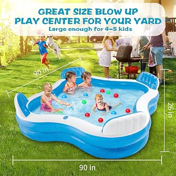56475EP Swim Center Family Lounge Inflatable Pool 90 X 90 X 26