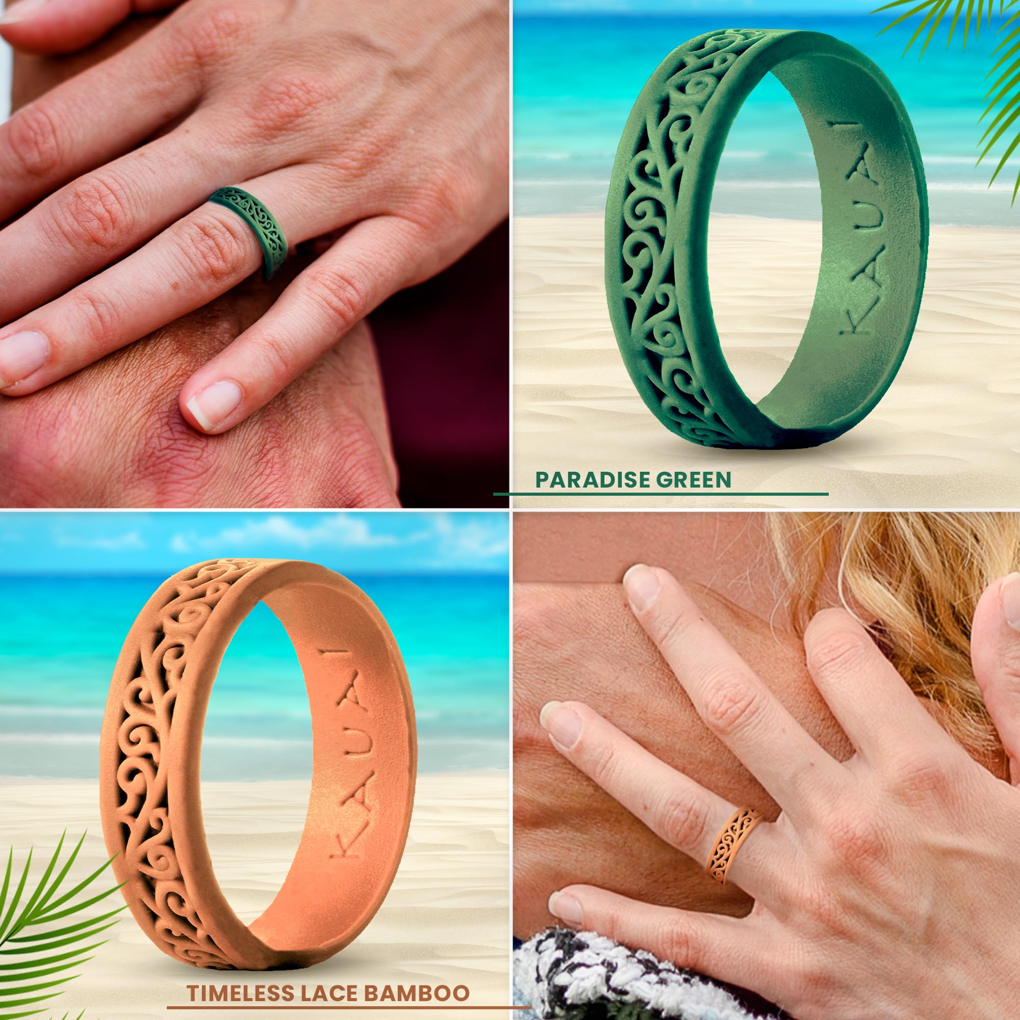KAUAI - Anillos de boda de silicona – Marca líder, de la última marca de artistas innovaciones de diseño para comodidad: anillo profesional de la colección Elegance para mujer 8