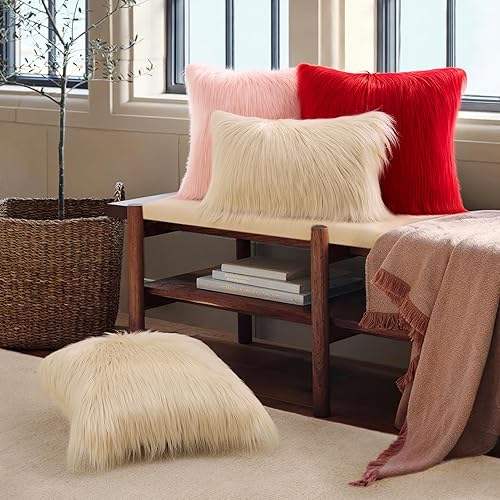 Vista 89 de Fundas de cojín Phantoscope serie de lujo, fundas de cojín de piel sintética estilo Mongolia, para sofá, cama y silla Azul marino