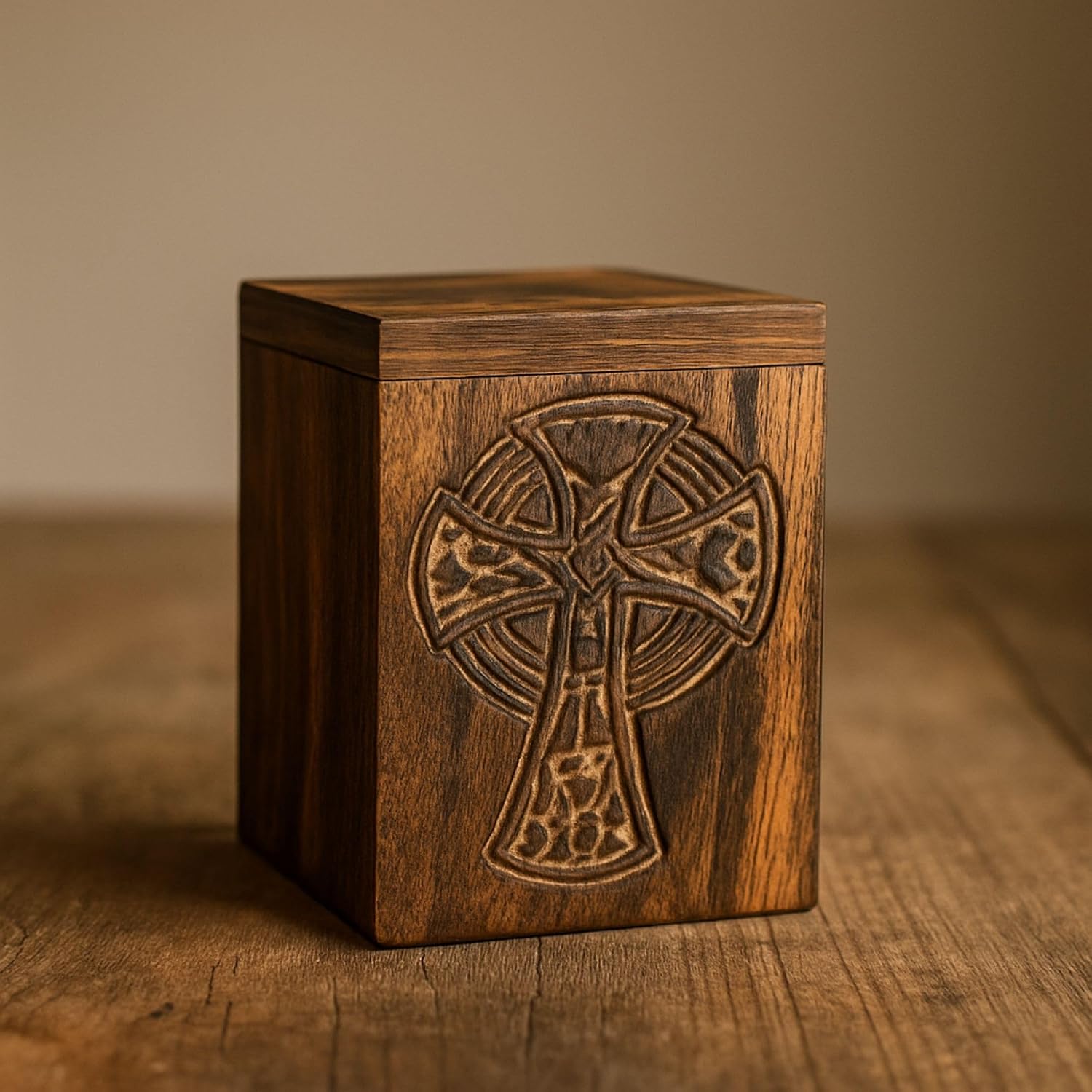 Hashcart Celtic Cross Wooden Urn for Human or Pet Ashes, 12 Lbs image 3