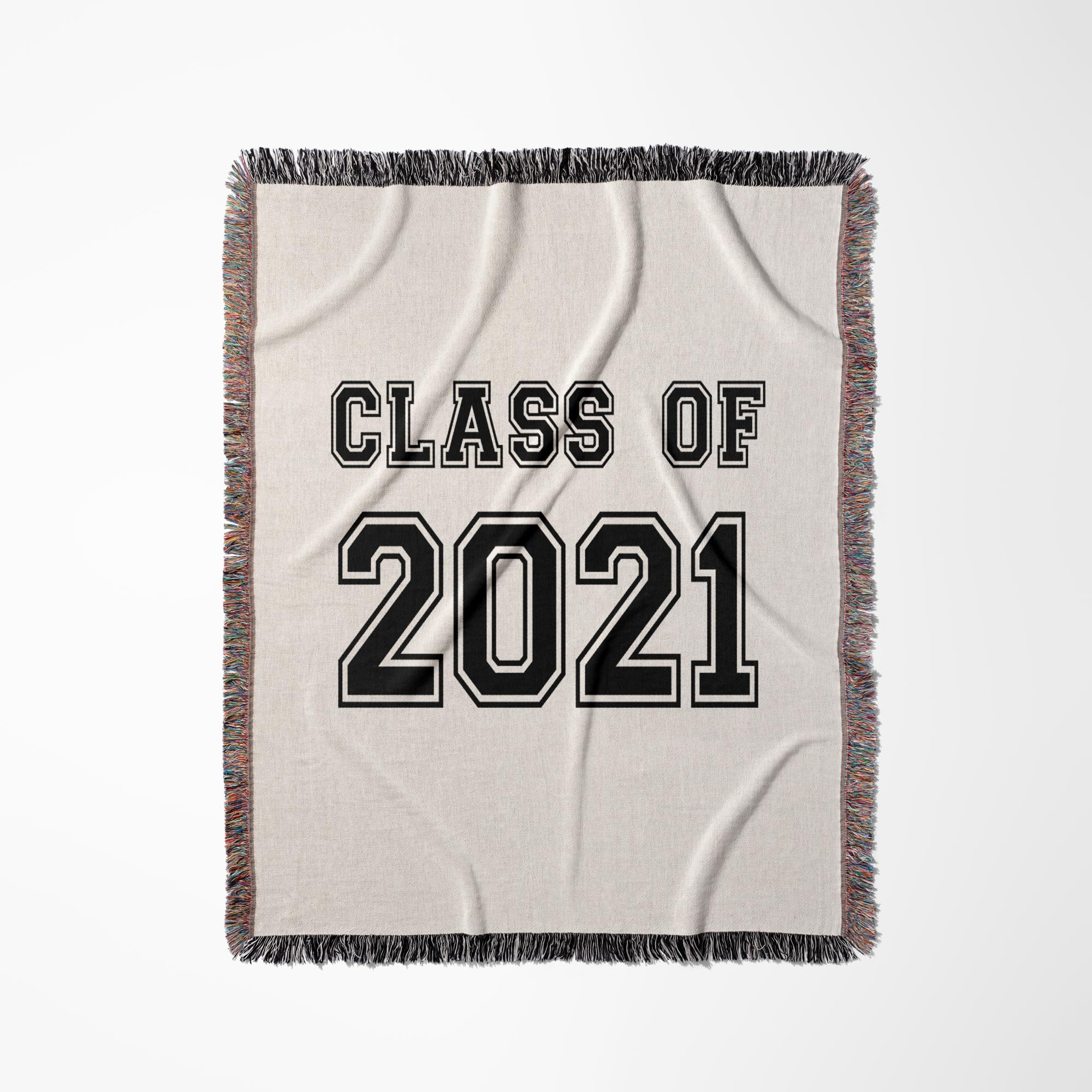 3dRose Class of 2021 - Graduation Gift - Graduate Graduating high School University or College Grad Black Woven Blanket